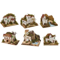 Set 6 gruppi di casette per presepe cm 15x10,5x10 h 2