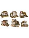 Set of 6 groups of nativity scene houses 15x10.5x10 cm h