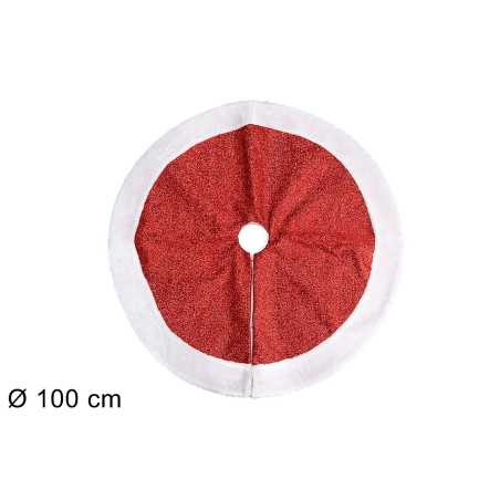Tappeto rosso glitterato con bordo bianco ø 100 cm per