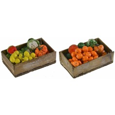 Cassetta in legno con frutta e verdura assortite cm 7x4x2,3 h 2