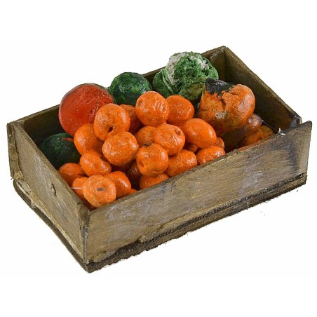 Cassetta in legno con frutta e verdura assortite cm 7x4x2,3 h