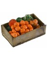 Wooden box with assorted fruit and vegetables 7x4x2.3 h cm
