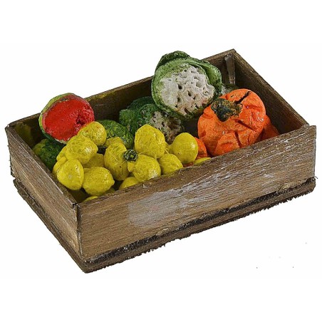 Caja de madera con frutas y verduras surtidas cm 7x4x2,3 h
