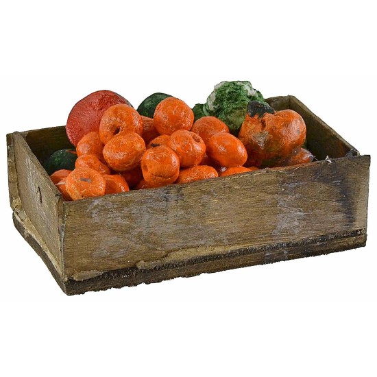 Wooden box with assorted fruit and vegetables 7x4x2.3 h cm