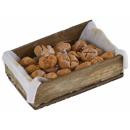 Cassetta in legno con pane su canovaccio cm 7x4x2,2 h altezza