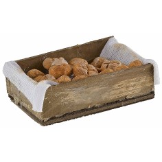 Caja de madera con pan sobre paño de cocina cm 7x4x2,2 h 2