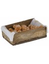 Caja de madera con pan sobre paño de cocina cm 7x4x2,2 h