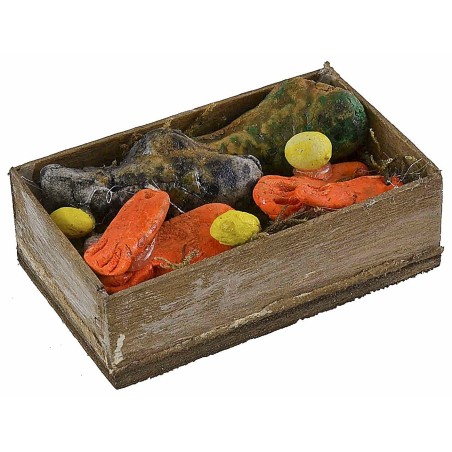 Cassetta in legno con pesce misto cm 7x4x2,2 h
