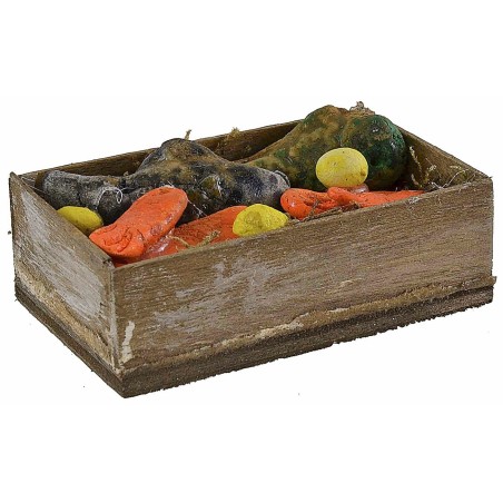 Cassetta in legno con pesce misto cm 7x4x2,2 h altezza, statue