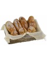 Cassetta in legno con pane su canovaccio cm 5x3,5x1,5 h