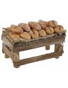 Banchetto in legno con pane cm 5x3x2,7 h altezza, pane