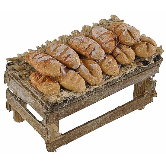 Banchetto in legno con pane cm 5x3x2,7 h