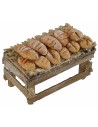 Banchetto in legno con pane cm 5x3x2,7 h altezza, pane