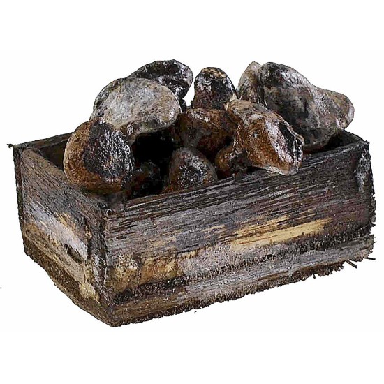 Caja de madera con setas de 3,2x2,1x1,4 cm de altura, madera.