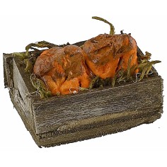 Caja de madera con calabazas de 3,2x2,1x1,4 cm de altura, madera.