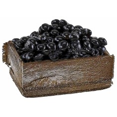 Wooden box with black olives 3.2x2.1x1.4 cm h 2