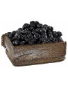 Wooden box with black olives 3.2x2.1x1.4 cm h
