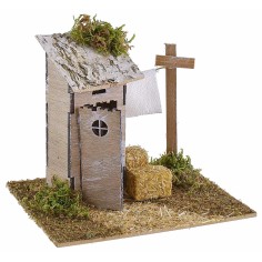 copy of Latrina in legno per presepe cm 6x6x13 h 2