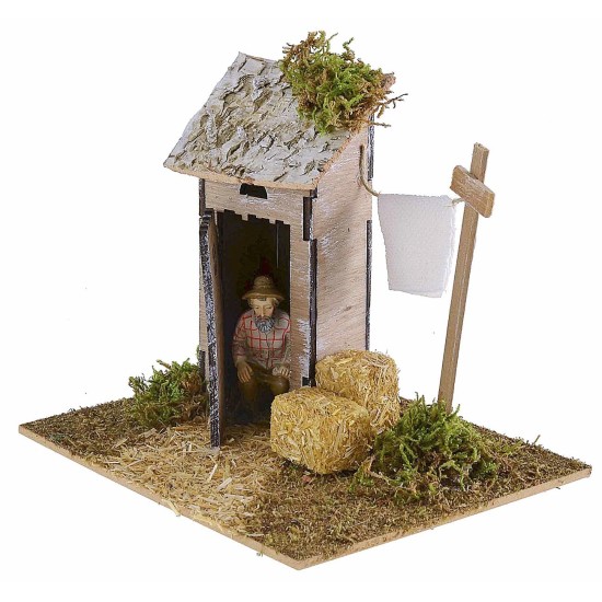 copy of Latrina in legno per presepe cm 6x6x13 h