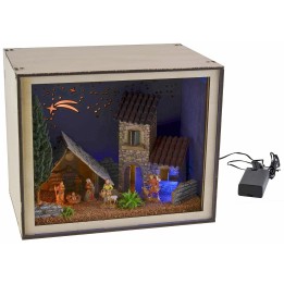 Nativity box with figurines and lights cm 24.5x16.6x20 h