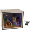 Nativity box with figurines and lights 24.5x16.6x20 cm h