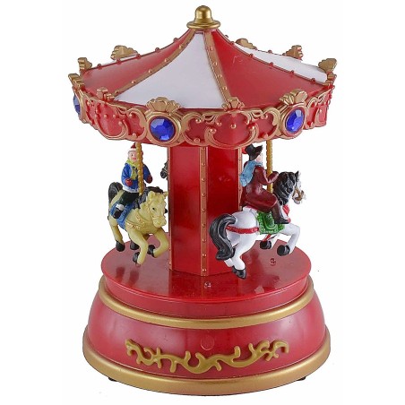 Carrusel navideño con caballos que funciona con baterías, con