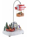 Escenario navideño con dirigible a pilas completo de música e