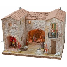Stuccoed farmhouse with working illuminated oven complete with