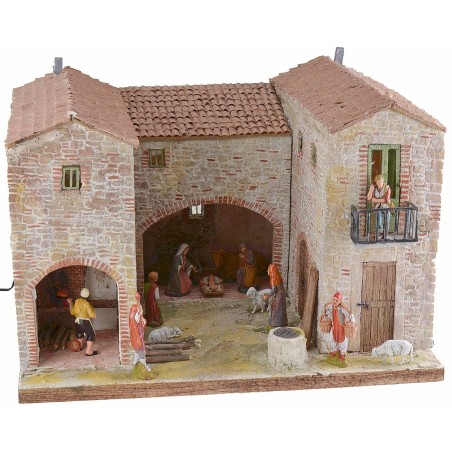 Stuccoed farmhouse with working illuminated oven complete with