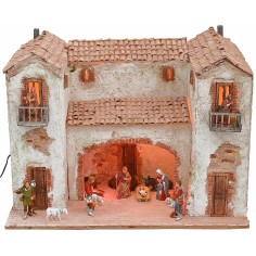 Casale stuccato con fuoco funzionante illuminato completo di