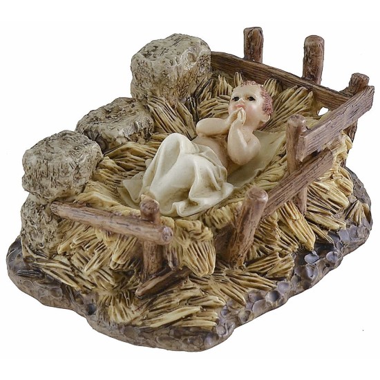 Niño Jesús con cuna de resina Landi Moranduzzo serie 15 cm