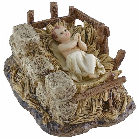 Niño Jesús con cuna de resina Landi Moranduzzo serie 15 cm