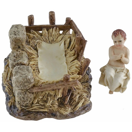 Jesus Child with cradle in resin Landi Moranduzzo series 15 cm