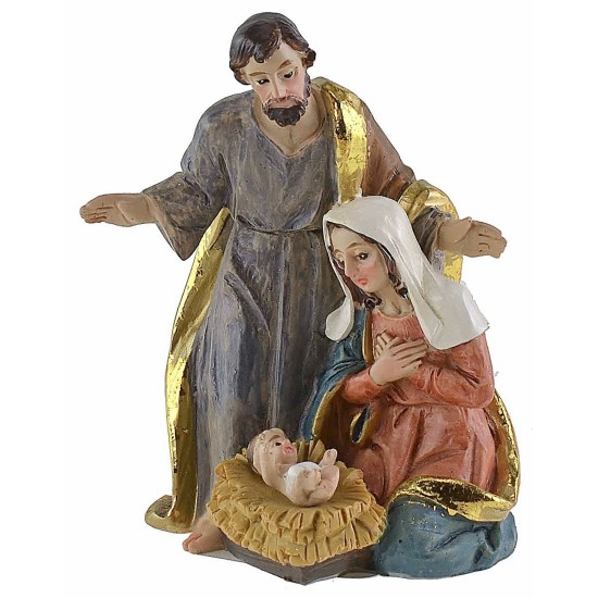 Natività in resina cm 6,5x6x9,3 h resina, giuseppe, maria