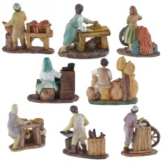 Set 8 mestieri in resina serie 9 cm serie, resina, altezza 2