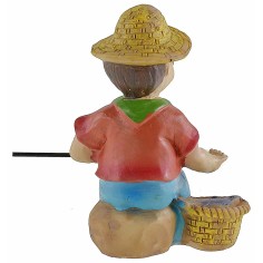 Pescatore seduto in resina cm 10 stile bambino Oliver resina 2