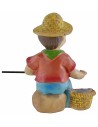 Pescatore seduto in resina cm 10 stile bambino Oliver resina