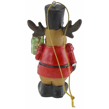 Appendino reno con sombrero en resina de 9,3 cm de altura con sombrero.