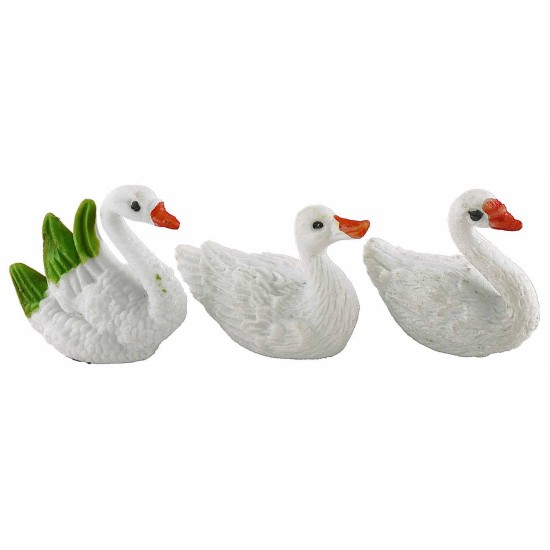 Set 4 cigni e 2 oche in pvc per statuine da 8-10 cm