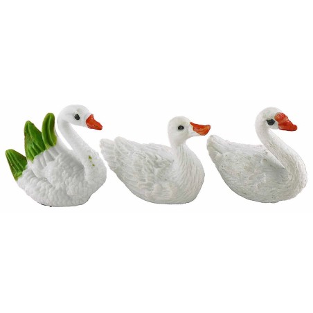 Conjunto de 4 cisnes y 2 gansos de PVC para figuras de 8-10 cm.