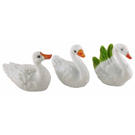 Set 4 cigni e 2 oche in pvc per statuine da 8-10 cm