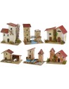 Conjunto de 6 grupos de casitas para belén de 10x6,5x5-11 cm de