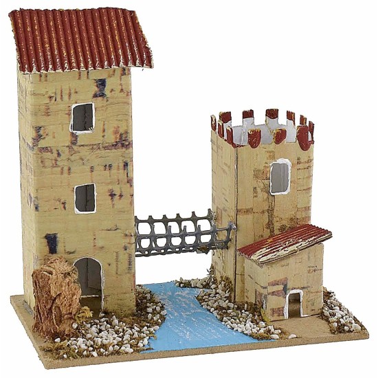 Conjunto de 6 grupos de casitas para belén de 10x6,5x5-11 cm de