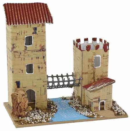 Set of 6 groups of nativity scene houses 10x6.5x5-11 cm h