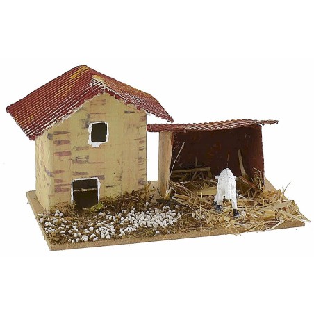 Set of 6 groups of nativity scene houses 10x6.5x5-11 cm h