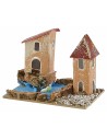 Conjunto de 6 grupos de casitas para belén de 10x6,5x5-11 cm de