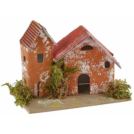 Set of 6 groups of nativity scene houses 10x6.5x5-11 cm h