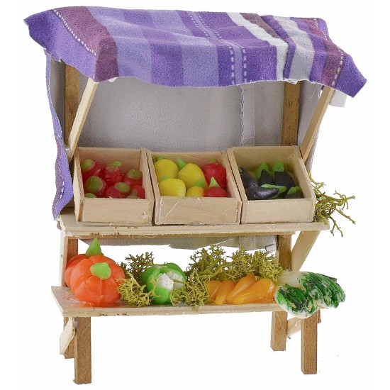 Puesto con frutas y verduras de cera de 10,5x7,5x13,5 cm h