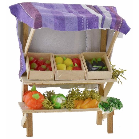 Puesto con frutas y verduras de cera de 10,5x7,5x13,5 cm h