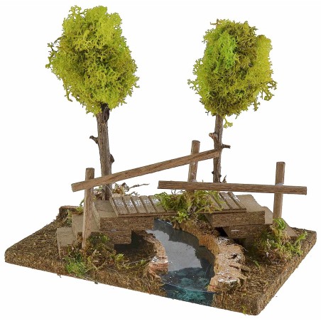 Modular left curved river with bridge 20x14.5x16.5 cm h for